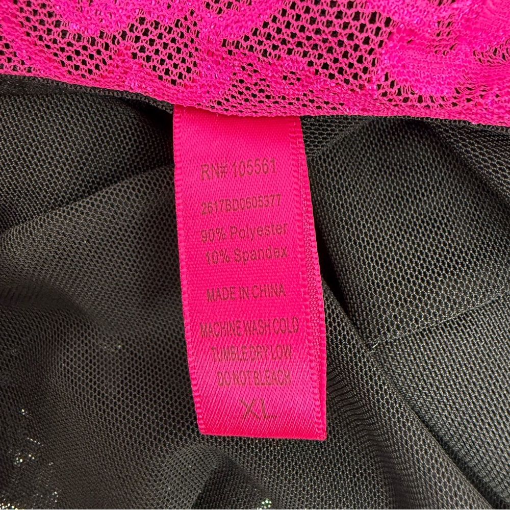 B delicious mini dress Sheer Black Chemise with Pink Lace Trim Elegant Nightwear - Picture 13 of 15